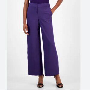 Tahari ASL Wide-Leg Mid-Rise Pants 8 purple